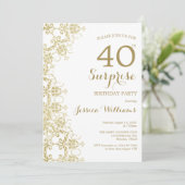 Classy Gold Damask 40e Verjaardag Verrassing Kaart (Staand voorkant)
