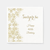 Classy Gold Damask 40e Verjaardag Verrassing Servet (Voorkant)