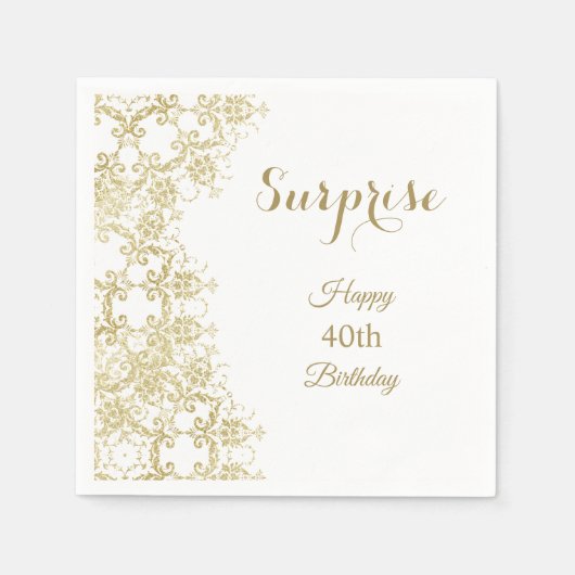 Classy Gold Damask 40e Verjaardag Verrassing Servet (Voorkant)