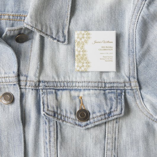 Classy Gold Damask 40e verjaardag Vierkante Button 5,1 Cm (In situ)