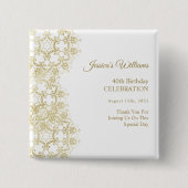 Classy Gold Damask 40e verjaardag Vierkante Button 5,1 Cm (Voorkant)