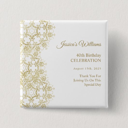 Classy Gold Damask 40e verjaardag Vierkante Button 5,1 Cm (Voorkant)