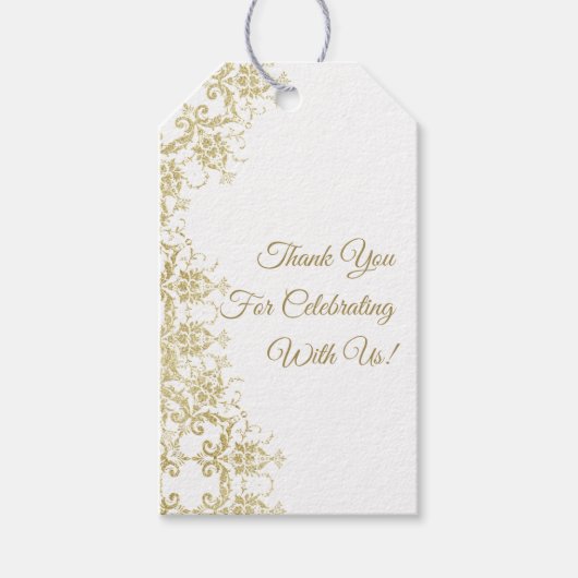 Classy Gold Damask Verjaardag Cadeaulabel (Voorkant)