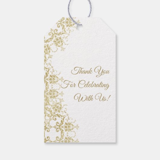 Classy Gold Damask Verjaardag Cadeaulabel (Achterkant)