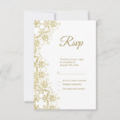 Classy Gold Damask Verjaardag RSVP Kaartje (Voorkant)