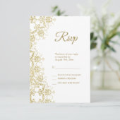 Classy Gold Damask Verjaardag RSVP Kaartje (Staand voorkant)