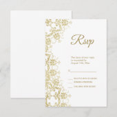 Classy Gold Damask Verjaardag RSVP Kaartje (Voorkant / Achterkant)