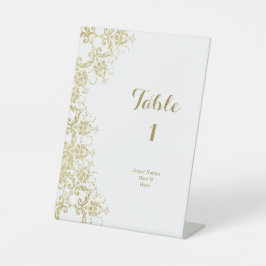 Classy Gold Damask Verjaardagstabel Nummer Reclamebord Met Voetstuk