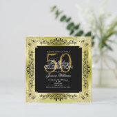 Classy Gold Decorative met 50th Birthday Kaart (Staand voorkant)