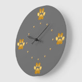 Classy Gold Dog Paws Design Wall Decor Grote Klok (Hoek)