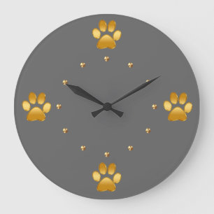 Classy Gold Dog Paws Design Wall Decor Grote Klok
