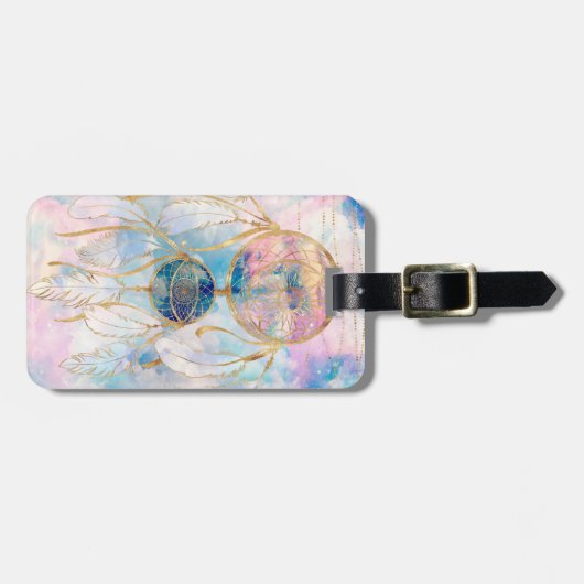 Classy Gold dreamcatcher Rainbow Clouds Sky-ontwer Bagagelabel (Voorkant horizontaal)
