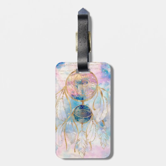 Classy Gold dreamcatcher Rainbow Clouds Sky-ontwer Bagagelabel (Achterkant verticaal)