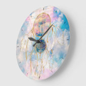 Classy Gold dreamcatcher Rainbow Clouds Sky-ontwer Grote Klok (Hoek)