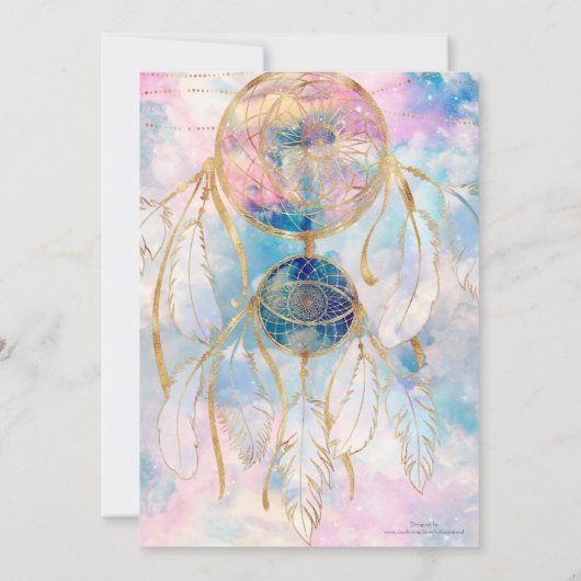 Classy Gold dreamcatcher Rainbow Clouds Sky-ontwer Kaart (Achterkant)