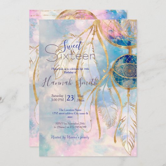 Classy Gold dreamcatcher Rainbow Clouds Sky-ontwer Kaart (Voorkant / Achterkant)