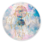 Classy Gold dreamcatcher Rainbow Clouds Sky-ontwer Keramische Knop (Voorkant)