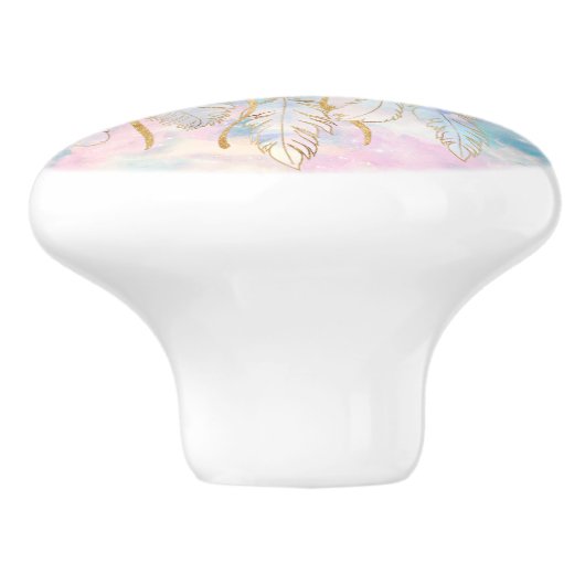 Classy Gold dreamcatcher Rainbow Clouds Sky-ontwer Keramische Knop (Zijkant)