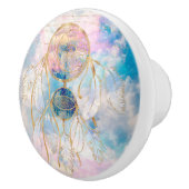 Classy Gold dreamcatcher Rainbow Clouds Sky-ontwer Keramische Knop (Rechts)