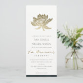 Classy Gold Emerald Green Lotus Floral Vow Renewal Kaart (Staand voorkant)