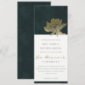 CLASSY GOLD EMERALD GREEN LOTUS FLORAL VOW RENEWAL KAART (Voorkant / Achterkant)