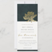 CLASSY GOLD EMERALD GREEN LOTUS FLORAL VOW RENEWAL KAART (Voorkant)