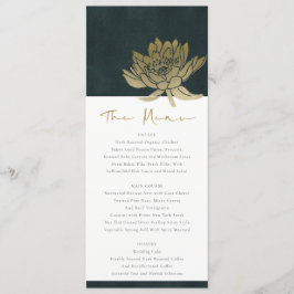 CLASSY GOLD EMERALD GREEN LOTUS FLORAL WEDING MENU
