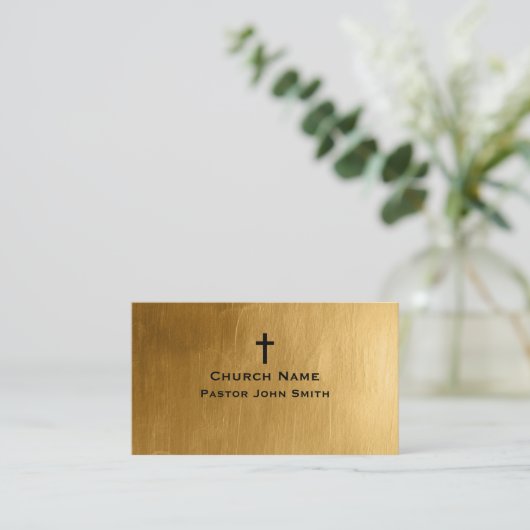 Classy Gold en Black Church Pastor Christelijk Visitekaartje (Staand voorkant)