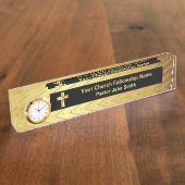 Classy Gold en Black Church Pastor Desk naambordje (Zijkant)