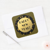 Classy Gold en Black Happy Nieuwjaar! Vierkante Sticker (Envelop)
