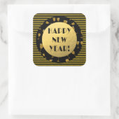 Classy Gold en Black Happy Nieuwjaar! Vierkante Sticker (Tas)
