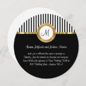 Classy Gold en Black Monogram Wedding Invitations Kaart (Voorkant / Achterkant)