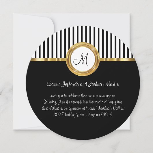 Classy Gold en Black Monogram Wedding Invitations Kaart (Voorkant)