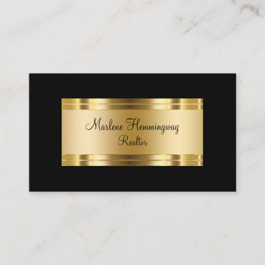 Classy Gold- en Black Realtor Visitekaartje (Voorkant)