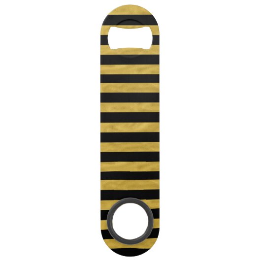 Classy Gold en Black Stripe Speed Flessenopener (Voorkant)