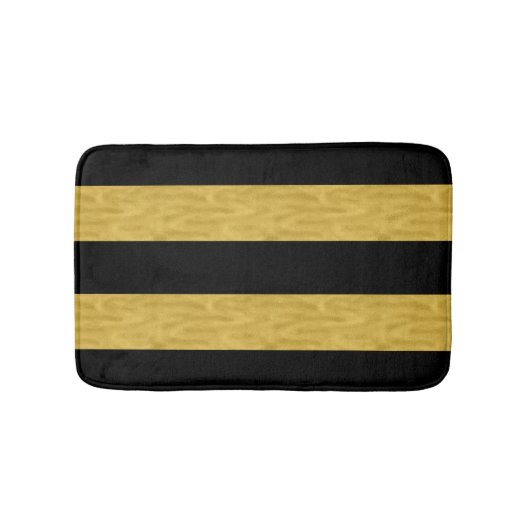 Classy Gold en Black Striped Bath mat (Voorkant)