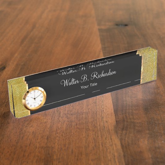 Classy Gold en Glitter Executive Kantoor Desknaam Naambordje (Zijkant)