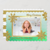 Classy Gold en Green Custom Photo met kerstmis Kaart (Voorkant / Achterkant)