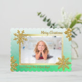 Classy Gold en Green Custom Photo met kerstmis Kaart (Staand voorkant)