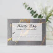 Classy Gold en Grijze marmer RSVP Kaartje (Staand voorkant)