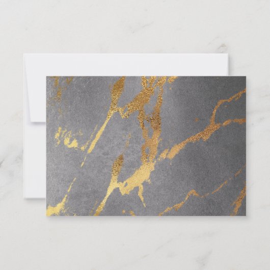 Classy Gold en Grijze marmer RSVP Kaartje (Achterkant)