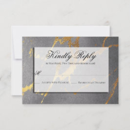 Classy Gold en Grijze marmer RSVP Kaartje