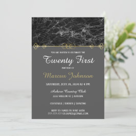 Classy Gold en Marble Birthday Invitation Kaart