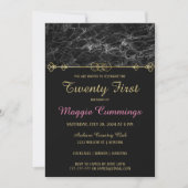 Classy Gold en Marble Birthday Invitation Kaart (Voorkant)