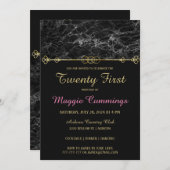 Classy Gold en Marble Birthday Invitation Kaart (Voorkant / Achterkant)