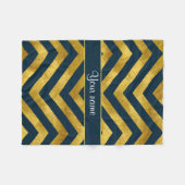 Classy Gold en marineblauw Chevrons Fleece Deken (Voorkant (Horizontaal))