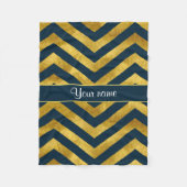 Classy Gold en marineblauw Chevrons Fleece Deken (Voorkant)