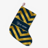 Classy Gold en marineblauw Chevrons Kleine Kerstsok (Voorkant (Hangend))