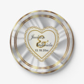 Classy Gold en Satin White Wedding of Jubileum Papieren Bordje (Voorkant)