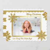 Classy Gold en White - Aangepaste kerstfoto Kaart (Voorkant / Achterkant)